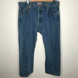 Levis 501 Straight Leg Button Fly Jeans Light Wash
